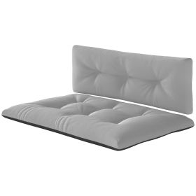 2 Seater Pallet Cushions Outdoor 3.9 Thick Replacement Cushions - Tufted Design For Garden, Patio, Light Gray