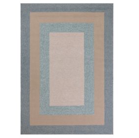 8' X 11' Blue and Beige Handmade Indoor Outdoor Area Rug