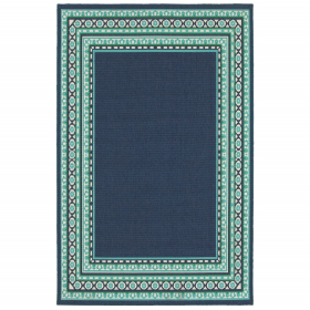 5' X 8' Blue and Green Indoor Outdoor Area Rug