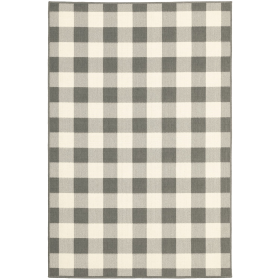 2' X 4' Gray and Ivory Indoor Outdoor Area Rug