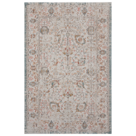 8' X 10' Beige Floral Stain Resistant Indoor Outdoor Area Rug
