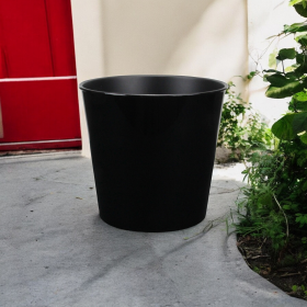 11" Black Recycled Plastic Indoor Outdoor Round Pot Planter