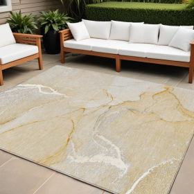 8' X 10' Beige Abstract Washable Non Skid Indoor Outdoor Area Rug