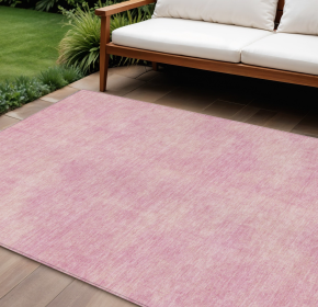 10' X 14' Pink Washable Indoor Outdoor Area Rug