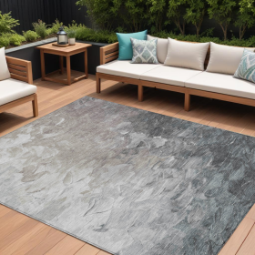 10' X 14' Taupe Brown And Silver Abstract Washable Indoor Outdoor Area Rug