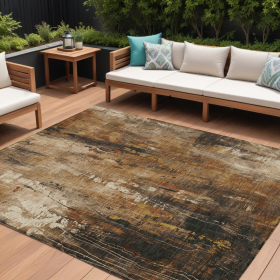 10' X 14' Taupe Gray And Ivory Abstract Washable Indoor Outdoor Area Rug