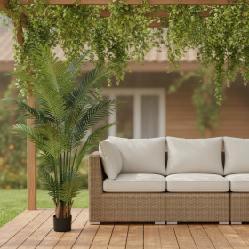 Artificial Palm In Cylindrical Black Cement Pot