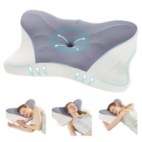 Cervical Neck Pillow, Cooling Ergonomic Memory Foam Pillows  Dual Height Orthopedic Support Contour Pillow For Side
