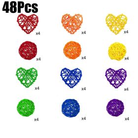48Pcs Colorful Wicker Rattan Balls 48Pcs Colorful Wicker Rattan Balls