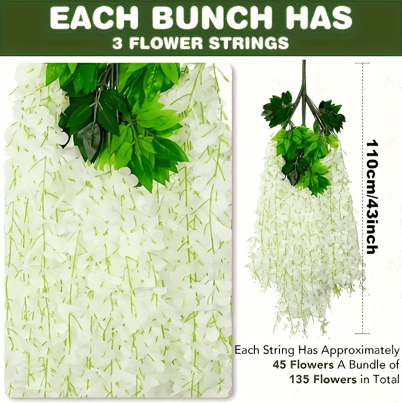 36pcs White Artificial Wisteria Flowers 36pcs White Artificial Wisteria Flowers