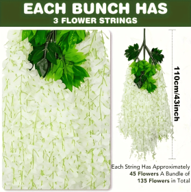 36pcs White Artificial Wisteria Flowers 36pcs White Artificial Wisteria Flowers