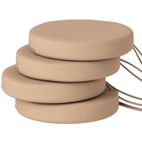 Patio Chair Cushions Set Of 4 Round Seat Cushions For Dining Bistro Chairs Machine Washable, 15 X 15 X 3, Khaki