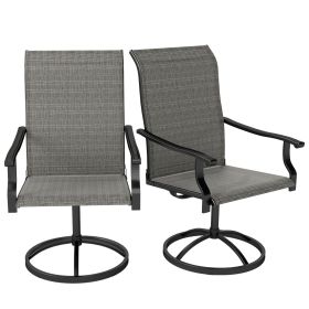 Outsunny Patio Swivel Chairs Set of 2, High Back Patio Dining Chairs with All-Weather Mesh for Backyard, Lawn, Garden, Gray