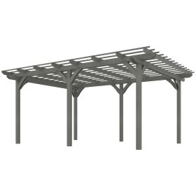 Outsunny 12' x 16' Outdoor Pergola, Wood Gazebo Grape Trellis with Stable Structure for Climbing Plant Support, Gray