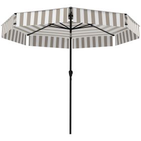 Outsunny 8.6FT Patio Umbrella, UPF 30+ Outdoor Market Umbrella, 2-Tier Vented Patio Table Umbrella with Crank 8 Ribs