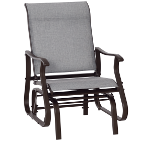 Outsunny Outdoor Swing Glider Chair, Patio Mesh Rocking Chair with Steel Frame, Grey, for Backyard, Garden, and Porch