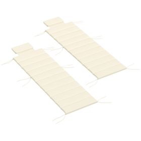 Outsunny Foldable Chaise Lounge Cushion Set of 2, Outdoor Lounge Chair Cushion Set, UPF50+ 230gsm Olefin, 80" x 26" Cream White