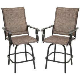 Outsunny Rotating Bar Stools with Armrests, High-Grade Sling & Steel Frame for Patio
