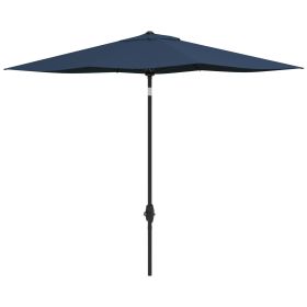 Outsunny 6.6x10ft Rectangular Umbrella: Blue Patio Shade with Crank & Tilt
