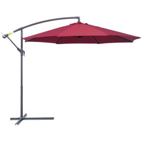 Outsunny Offset Patio Umbrella, 10' Cantilever Outdoor Shade, UV & Water Resistant, Tilt Feature - Red