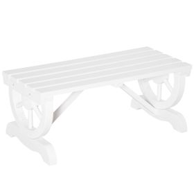 Outsunny 2-Person Garden Bench Outdoor Wagon Wheel Porch Bench for Backyard, Patio, Garden White