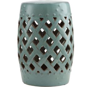 Outsunny Ceramic Knotted Garden Stool, Antique Blue Side Table, Elegant Design for Outdoor Spaces