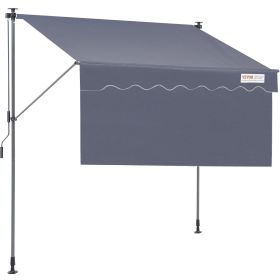 VEVOR Manual Retractable Awning, 118" Outdoor Retractable Patio Awning Sunshade Shelter