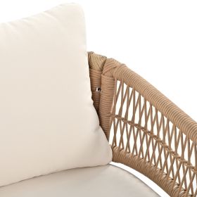 K&K 4-Piece Boho Rope Patio Furniture Set, Outdoor Furniture with Acacia Wood Table