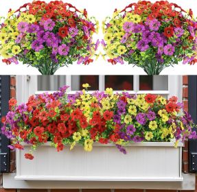 Nepfaivy Artificial Outdoor Flowers UV-Resistant - Realistic Artificial Flowers For Outdoors, Fade Resistant Fake Flowers For Outside, Plastic Fa (Option: W13696013)