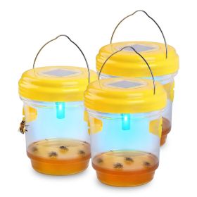3Pack Solar Wasp Traps Outdoor Hanging Insect Catchers With UV Light For Paper Wasps Yellow Jackets Small Hornets Fruit Flies House Flies (Option: YELLOW)