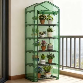 Mini Greenhouse Portable Plant Grow House With 5 Tier Shelves (Option: Green)