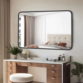 Large Rectangle Vanity Framed Mirror for Wall Matte Metal Framed 30x40 Inch Modern Mirror Tempered Glass For Living Room (Option: 24X36IN)