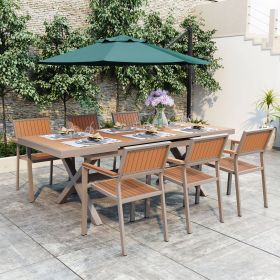 U_Style Experience Outdoor Dining Freedom with a Flexible Set Including Six Chairs and a Table that Extends from 62.9 to 82.6 Inches for Personal (Color: as Pic)