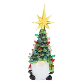 Dwarf Xmas Tree Decoration Resin Colorful Light Compact Gnomes Xmas Tree Ornament For Home Countertop Office (Option: Default)